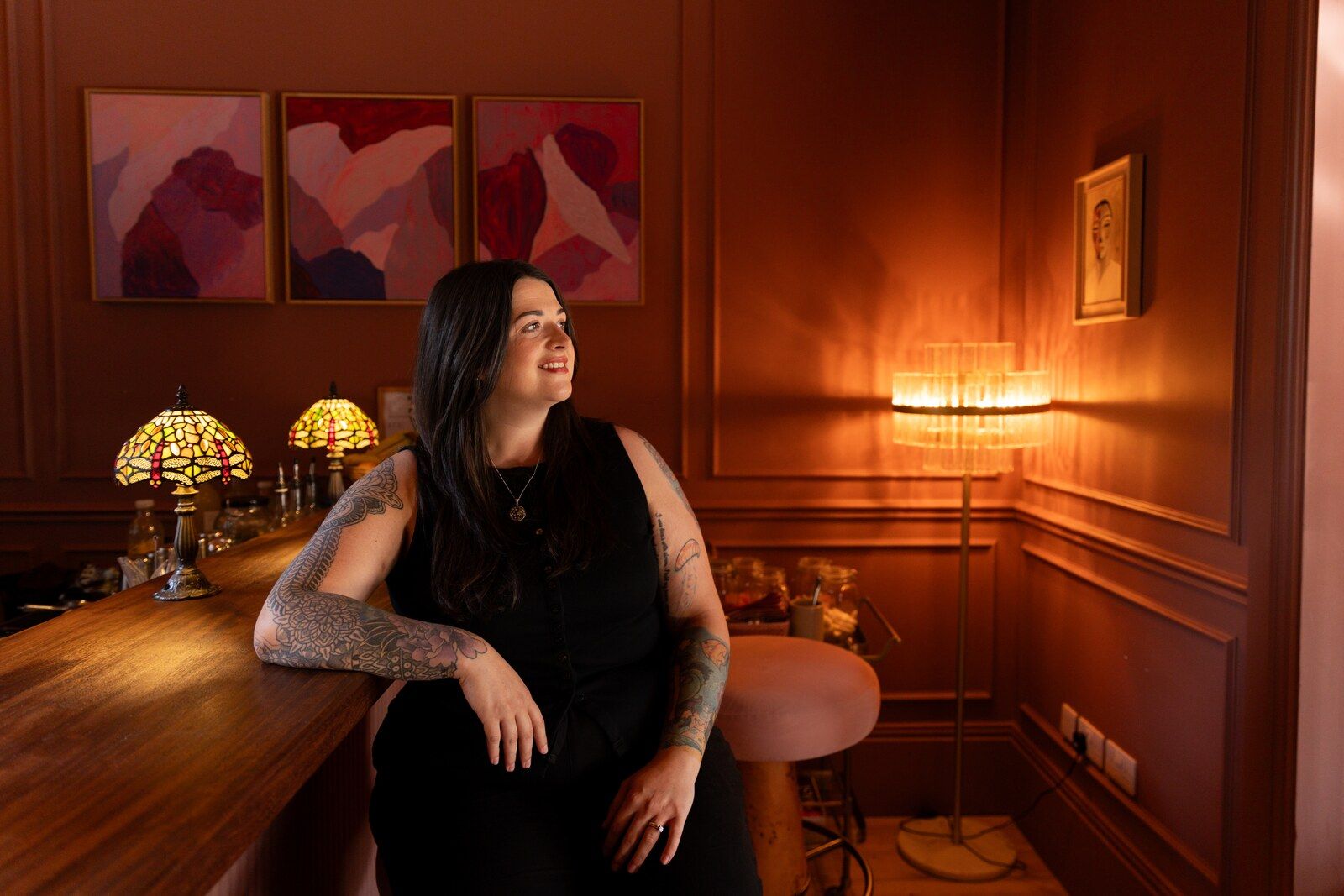 Hannah Wild relaxed in a warmly lit room